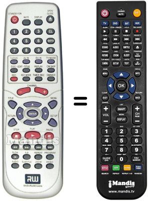 Télécommande équivalente Hyundai DVR530H Télécommande équivalente Hyundai DVR530H