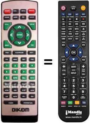 Gleichwertige Fernbedienung DIKOM DVX-120R