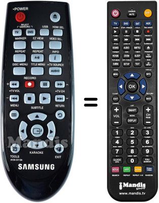 Télécommande équivalente Samsung DVD-C450 Télécommande équivalente Samsung DVD-C450