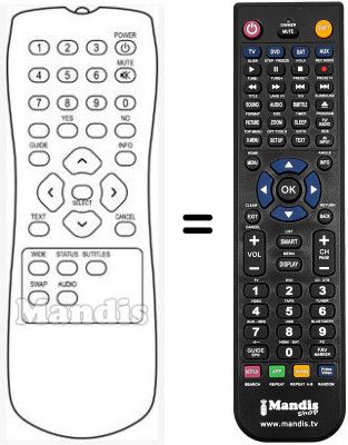 Télécommande équivalente HVS53685 Télécommande équivalente HVS53685