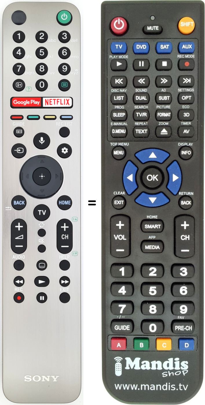 Télécommande équivalente Sony RMF-TX611E