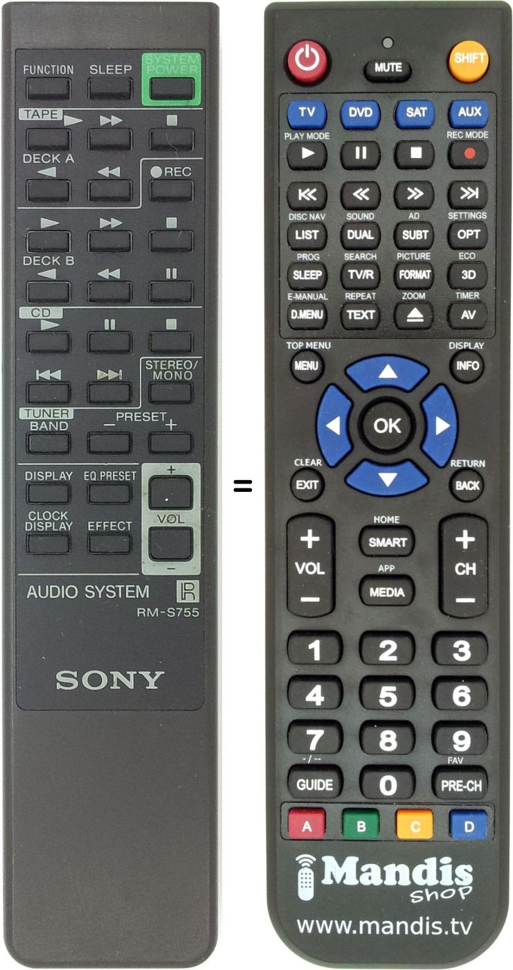 Télécommande équivalente RM-S755