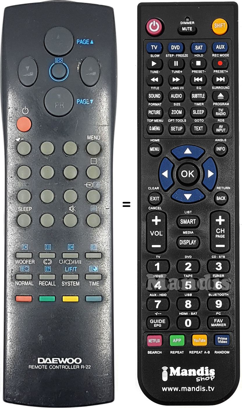 Replacement remote control Daewoo Daewoo-R22