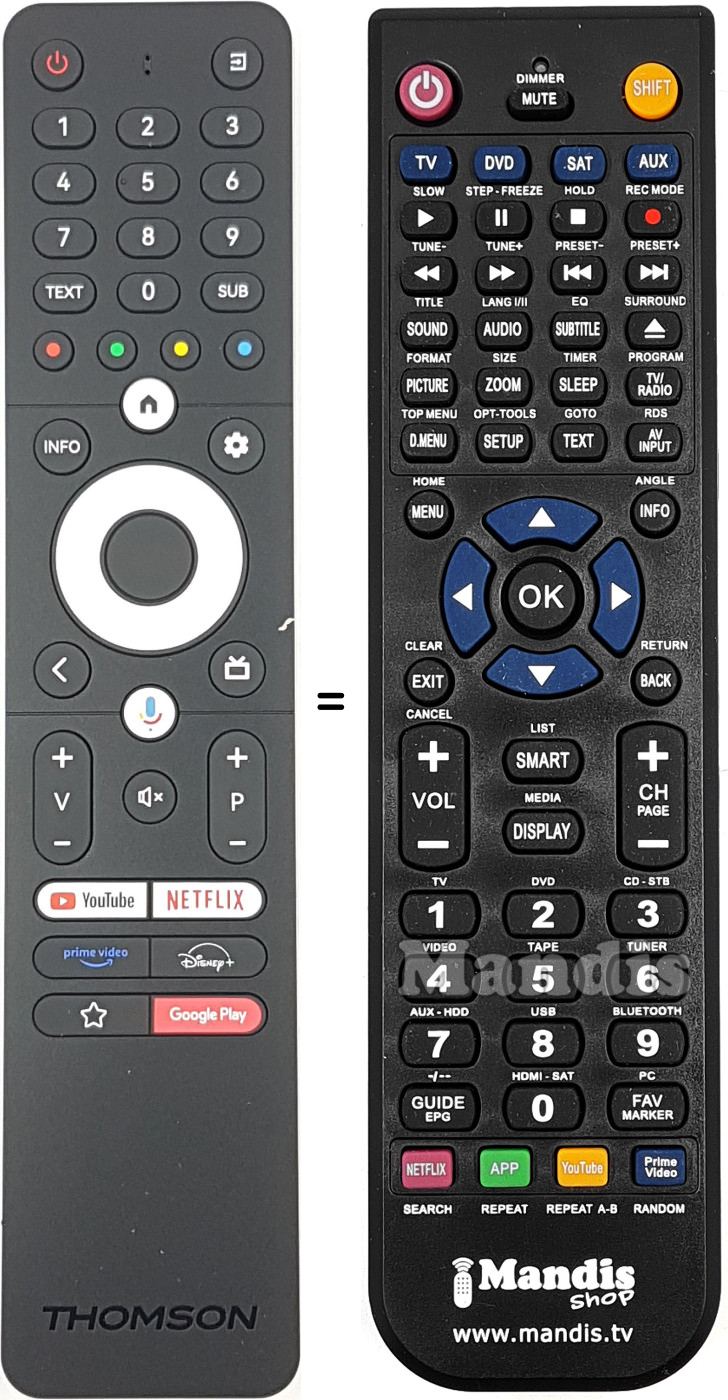 Télécommande équivalente Thomson RC112A Télécommande équivalente Thomson RC112A